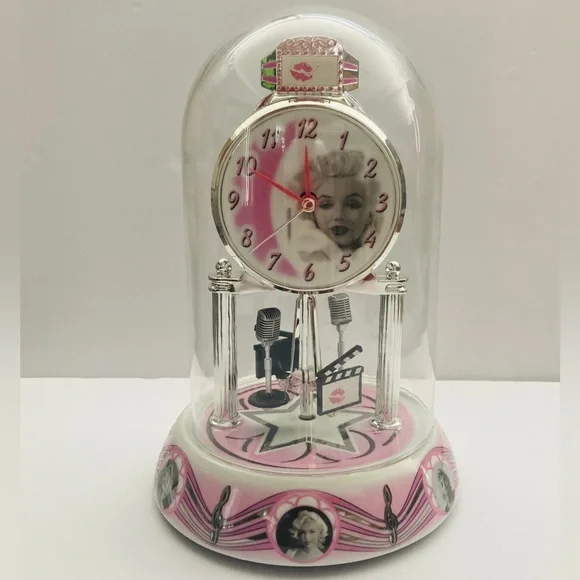 Vintage 2009 Marilyn Monroe Anniversary Porcelain Clock Rotating Pendulum/Dome - Picture 14 of 16